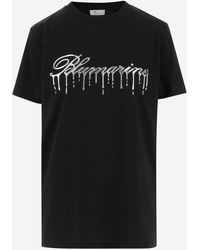 Blumarine - Cotton T-Shirt With Cast-Effect Logo - Lyst