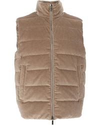 Peserico - Quilted High Collar Corduroy Outerwear - Lyst
