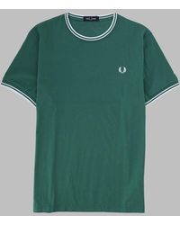 Fred Perry - T-Shirt Con Doppia Riga - Lyst