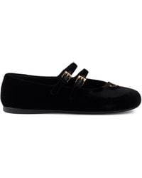 Prada - Velvet-Finish Ballerina Shoes - Lyst