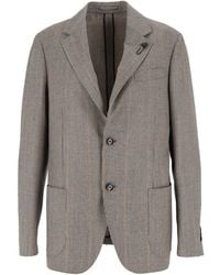 Lardini - Virgin Wool Checkered Tailored Blazer - Lyst