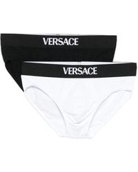 Versace - Twee Slips Met Logoband - Lyst