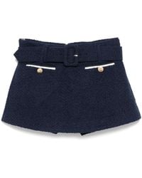 Self-Portrait - Zelfportret Bouclé Mini -rok Met Shorts - Lyst