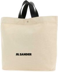 関税送料無料【Jil Sander】Sand canvas Flat shopping bag JIL SANDER Large Flat Tote Bag Natural - Wrong Weather