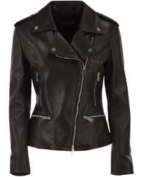 Dondup - Bikerjacke aus Lammleder mit asymmetrischem Reißverschluss - Lyst