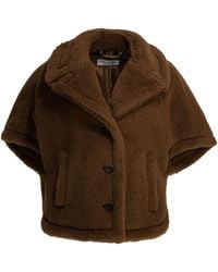 Max Mara - Alpaca Short Coat Jackets And Coats Marrone-Donna - Lyst
