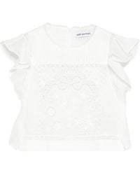 Self-Portrait - Top Met Ruches En Kanten Detail - Lyst
