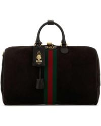 Gucci - Dark Suede Medium Savoy Travel Bag - Lyst