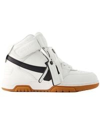 Off-White c/o Virgil Abloh - Out Of Office Mid Top Sneakers Leather White/black - Lyst