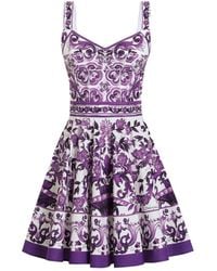 Dolce & Gabbana - Majolica-Print Poplin Dress - Lyst