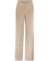Antonelli - Viscose And Linen Palazzo Trousers - Lyst