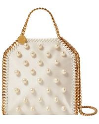 Stella McCartney - Falabella Satin Shoulder Bag With Vegan Pearl Detail - Lyst
