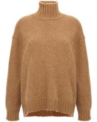 Jil Sander - Alpaca Blend Turtleneck Sweater With High Neck And Long Cuffed Sleeves - Lyst