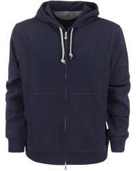 Brunello Cucinelli - Techno Cotton Interlock Zip Front Hooded Sweatshirt - Lyst