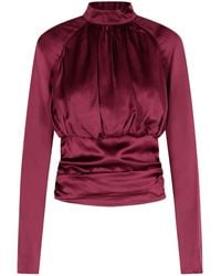 ROTATE BIRGER CHRISTENSEN - Kala' Burgundy Silk Blouse - Lyst
