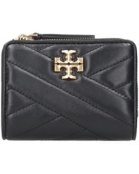 Tory Burch - Zwarte Chevron Bi-Fold Portemonnee - Lyst