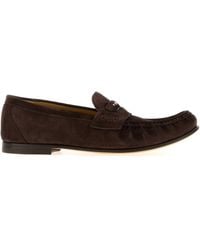 Fendi - Dark Suede Crosta Loafers - Lyst