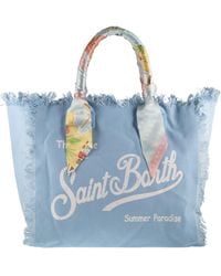 MC2 Saint Barth - Canvas Tote Bag With Scarf Wrapped Handles - Lyst