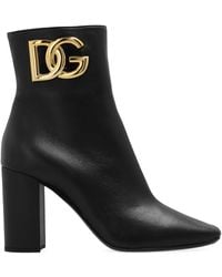 Dolce & Gabbana - Botas de cuero con logo-plaque - Lyst