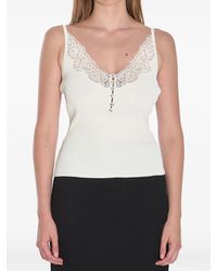 Self-Portrait - Lace Trim Rib Knit Top - Lyst