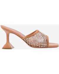 AMINA MUADDI - Lupita Crystal Sandals With Square Toe And Sculptural Heel - Lyst