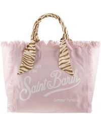 MC2 Saint Barth - Canvas Tote Bag With Scarf Wrapped Handles - Lyst
