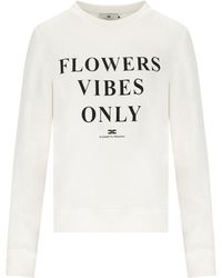 Elisabetta Franchi - Ivory Sweatshirt With Logo Lettering - Lyst