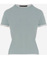 arch4 - Cashmere T Shirt With Contrasting Edging - Lyst