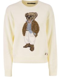 Polo Ralph Lauren - Cotton Jumper With Intarsia Polo Bear - Lyst