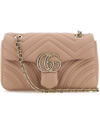 Gucci - Powder Nappa Leather Small Gg Marmont Shoulder Bag - Lyst