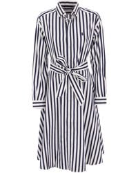 Polo Ralph Lauren - Striped Chemisier With Belt - Lyst