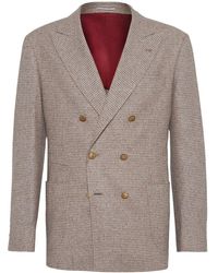 Brunello Cucinelli - Wool And Silk Double-Breasted Jacket - Lyst