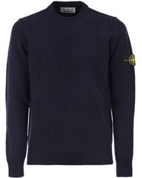Stone Island - Crew-Neck Jumper With Reverse Stitch Details - Lyst
