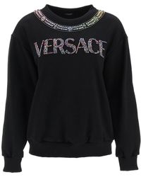 Versace Sweatshirt Met Veelkleurige Kristallen - Zwart