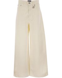 Sportmax - Spdsiamese Wide Leg Cotton Denim Jeans With Signature Metal Detail - Lyst
