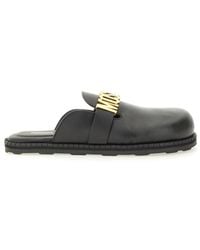 Moschino - Leather Sabot Flats - Lyst