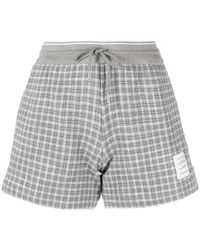 Thom Browne - Pantalones Cortos De Deporte A Cuadros - Lyst