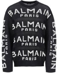 Balmain - Cotton -pullover Met Overal In Logo - Lyst