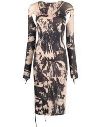 ANDREADAMO - Painterly-Print Cut-Out Midi Dress - Lyst