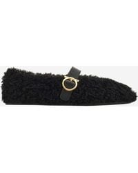 Ferragamo - Gancini Sierballetflats In Shearling - Lyst