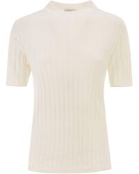 Peserico EASY - Short-Sleeved Ribbed Woollen Jumper - Lyst