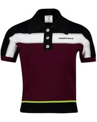 CASABLANCA - Striped Short-Sleeve Polo Shirt - Lyst