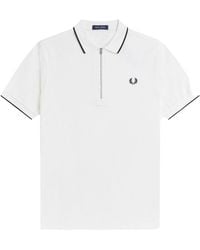 Fred Perry - Polo Con Zip E Logo - Lyst