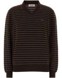Miu Miu - Embroidered Cotton Polo Shirt - Lyst