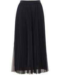Fabiana Filippi - Wide Pleated Tulle Skirt With Knitted Belt - Lyst