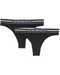 Emporio Armani - Lot De Deux Strings À Logo À La Taille - Lyst