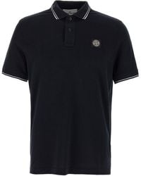 Stone Island - Logo Patch Shirt Polo Blu-Uomo - Lyst