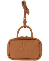 Miu Miu - Camel Leather Beau Keyring Necessaire - Lyst