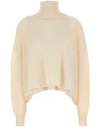Chloé - Ivory Wool Blend Oversize Sweater - Lyst
