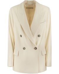Peserico - Viscose Blend Double-Breasted Blazer - Lyst
